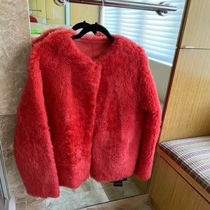 Coral red Wool coat